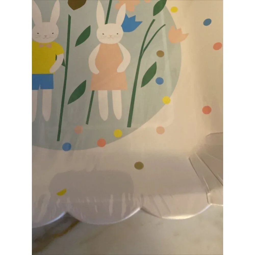 Meri Meri Paper Plates Multicolor Bunny Rabbit Easter Spring Scalloped 8ct
